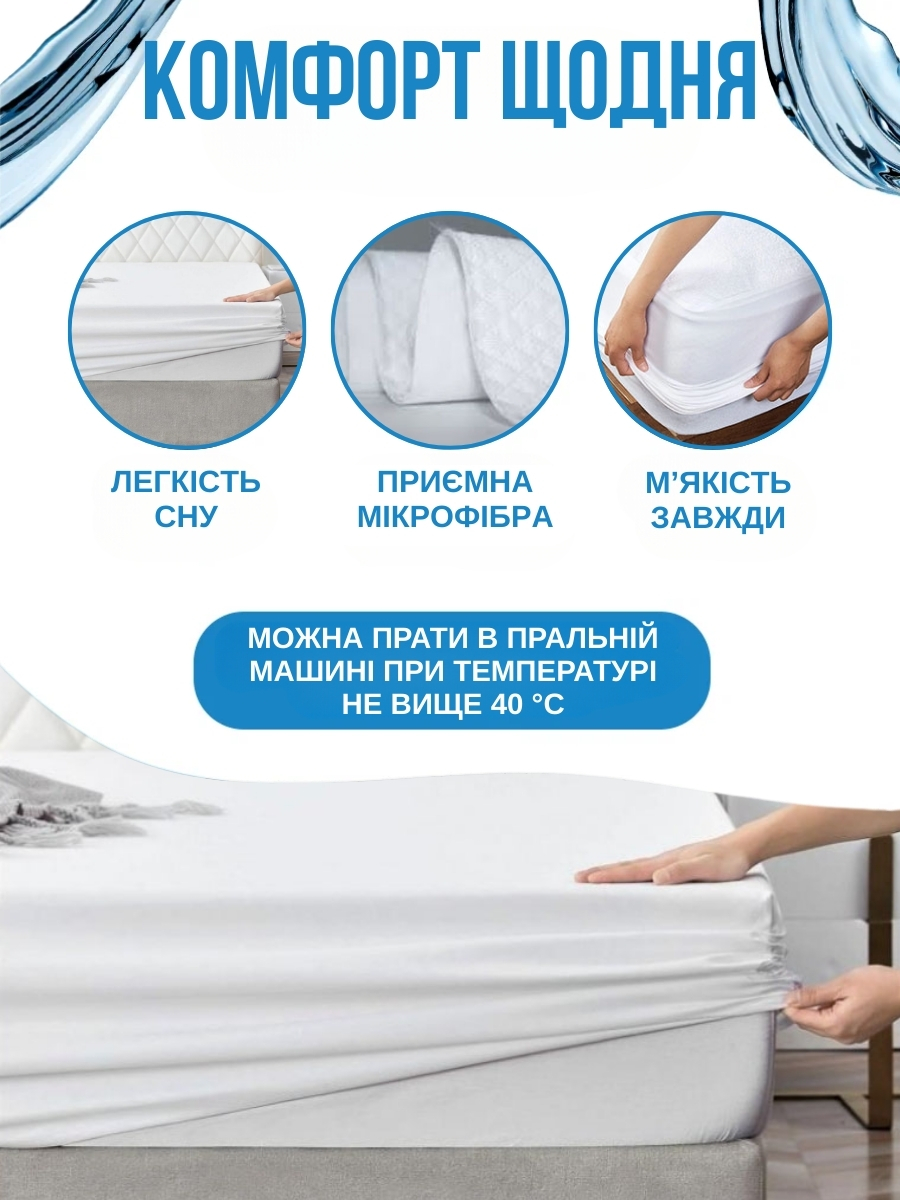 Непромокальний наматрацник з тканинним бортом на резинці